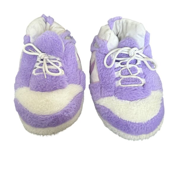 Nike Purple & White Fuzzy Slippers Size 36-44 For Adults - Picture 3 of 6
